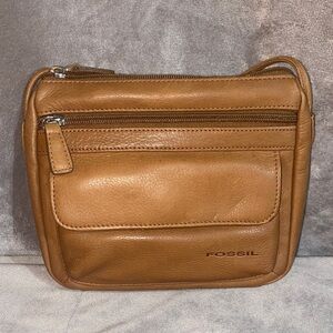 🆕 Fossil Brown Leather crossbody Messenger Bag and wallet Y2K